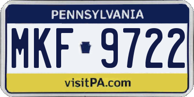 PA license plate MKF9722