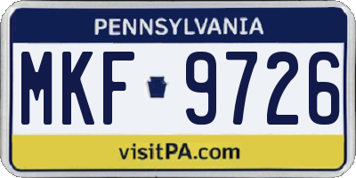 PA license plate MKF9726