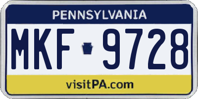 PA license plate MKF9728