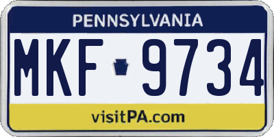 PA license plate MKF9734