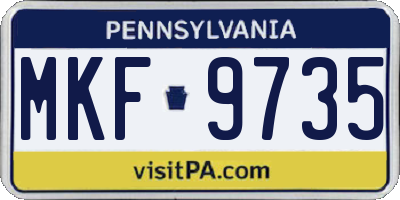 PA license plate MKF9735
