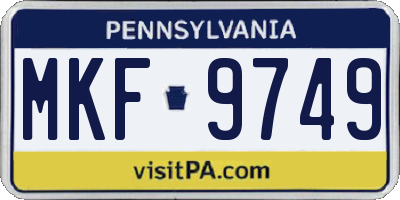 PA license plate MKF9749
