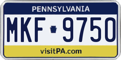 PA license plate MKF9750