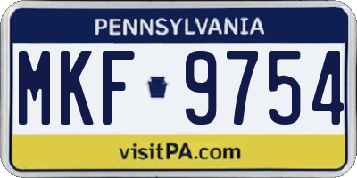 PA license plate MKF9754