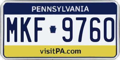 PA license plate MKF9760