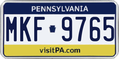 PA license plate MKF9765