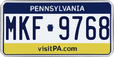 PA license plate MKF9768