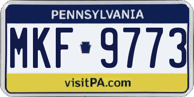 PA license plate MKF9773