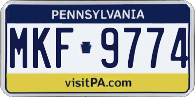 PA license plate MKF9774