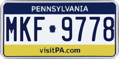 PA license plate MKF9778