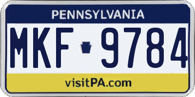 PA license plate MKF9784