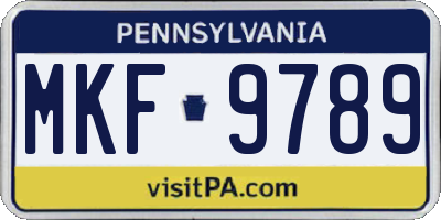 PA license plate MKF9789