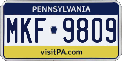 PA license plate MKF9809