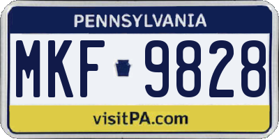 PA license plate MKF9828