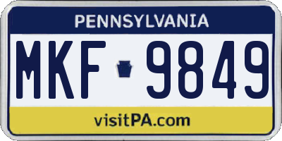 PA license plate MKF9849