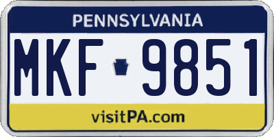 PA license plate MKF9851