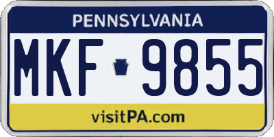 PA license plate MKF9855