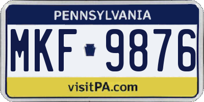 PA license plate MKF9876