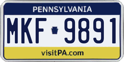 PA license plate MKF9891
