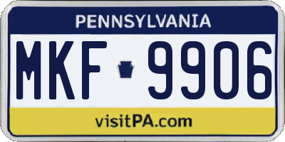 PA license plate MKF9906