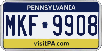 PA license plate MKF9908