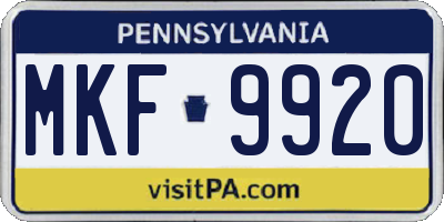 PA license plate MKF9920