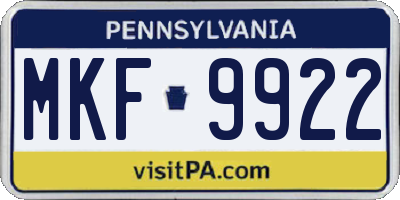 PA license plate MKF9922