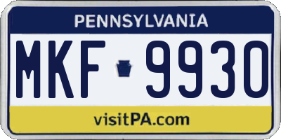 PA license plate MKF9930