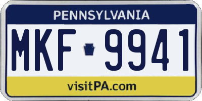 PA license plate MKF9941