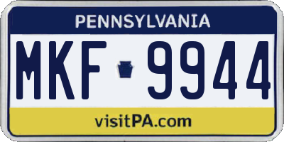 PA license plate MKF9944