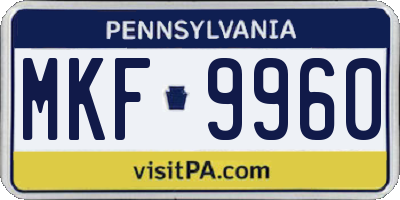 PA license plate MKF9960