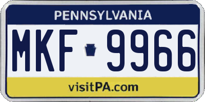 PA license plate MKF9966