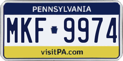 PA license plate MKF9974