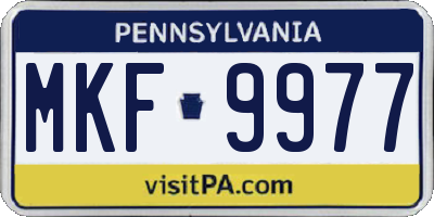 PA license plate MKF9977