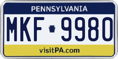 PA license plate MKF9980