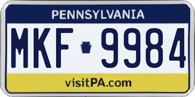 PA license plate MKF9984