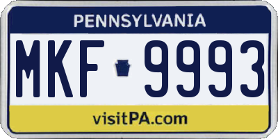 PA license plate MKF9993