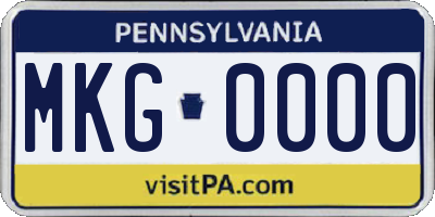 PA license plate MKG0000