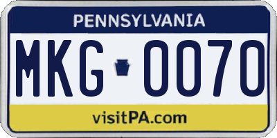 PA license plate MKG0070
