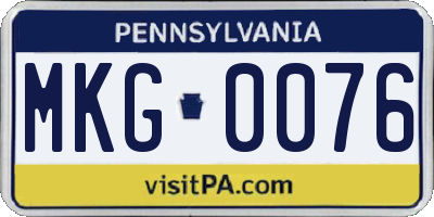 PA license plate MKG0076