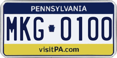 PA license plate MKG0100