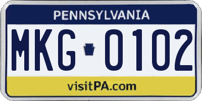 PA license plate MKG0102