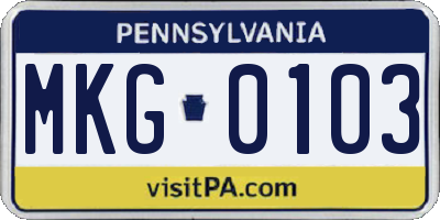 PA license plate MKG0103