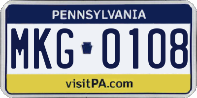 PA license plate MKG0108