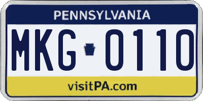 PA license plate MKG0110