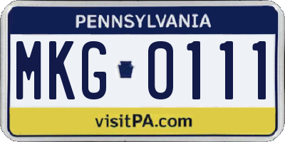 PA license plate MKG0111