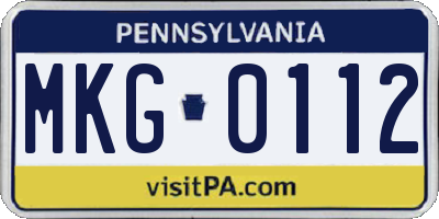 PA license plate MKG0112