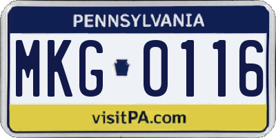 PA license plate MKG0116
