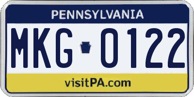 PA license plate MKG0122