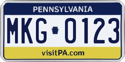 PA license plate MKG0123